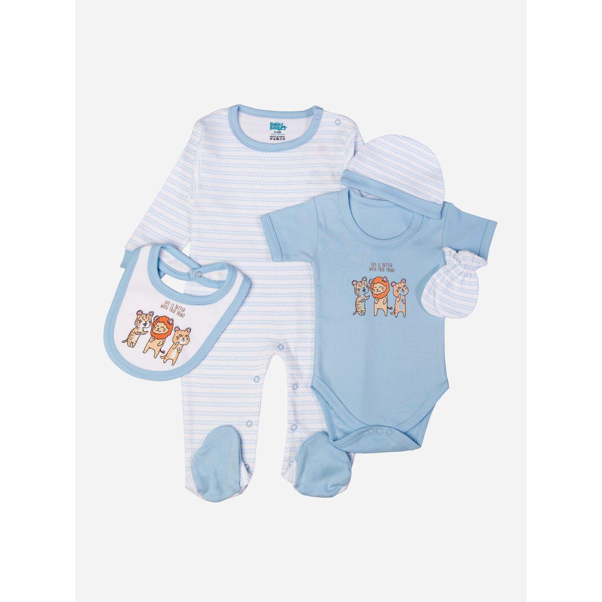 بدلة نوم بطبعات - 5 قطع بيبيز بيسِك × ستايلي-boys-clothing-setsandcoords-image-1