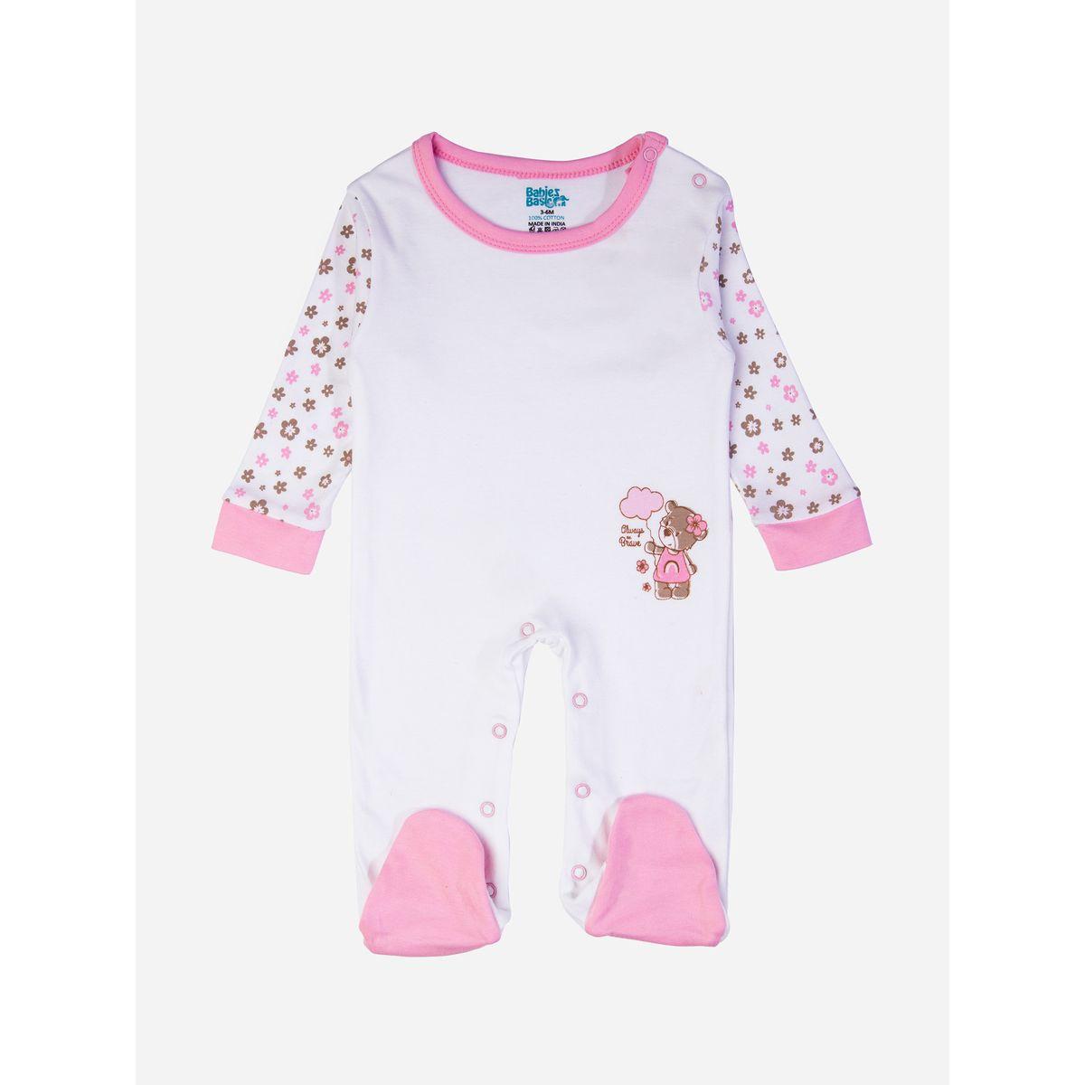 Babies Basic X Styli  Pack of 5 - Bear Print Bib, Bodysuit, Mittens, Cap & Sleepsuit-baby-girls-clothing-bodysuits-image-2