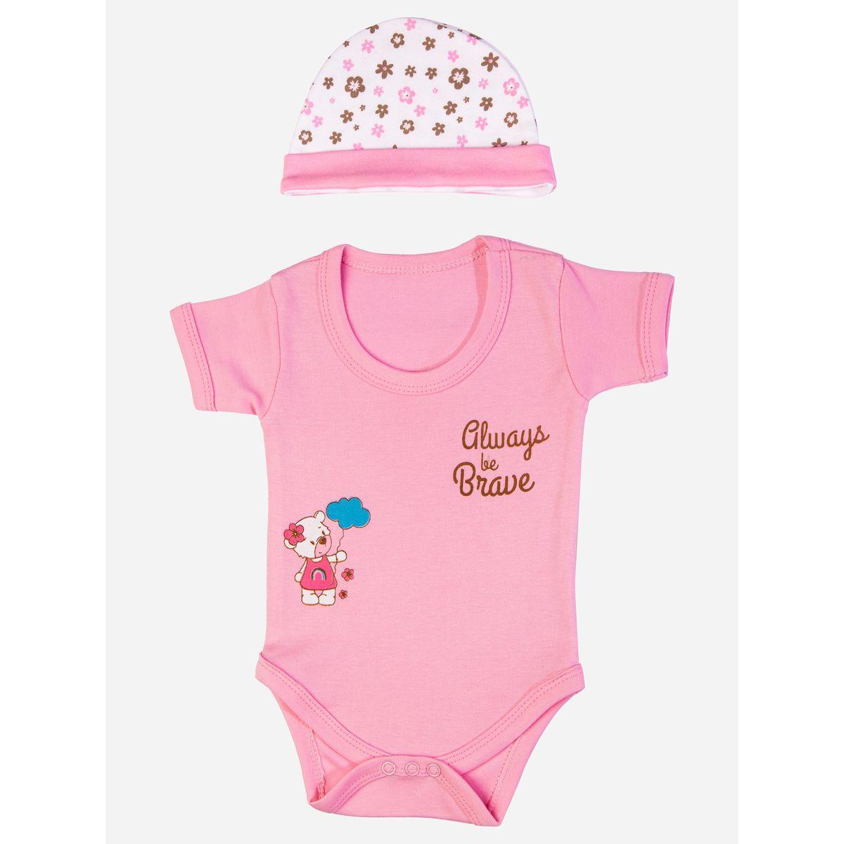 Babies Basic X Styli  Pack of 5 - Bear Print Bib, Bodysuit, Mittens, Cap & Sleepsuit-baby-girls-clothing-bodysuits-image-3