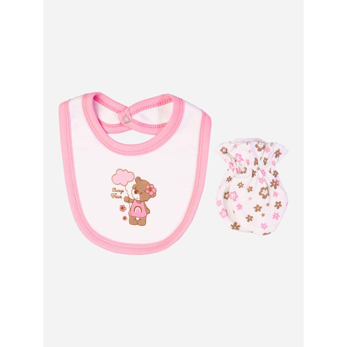 Babies Basic X Styli  Pack of 5 - Bear Print Bib, Bodysuit, Mittens, Cap & Sleepsuit-baby-girls-clothing-bodysuits-image-4