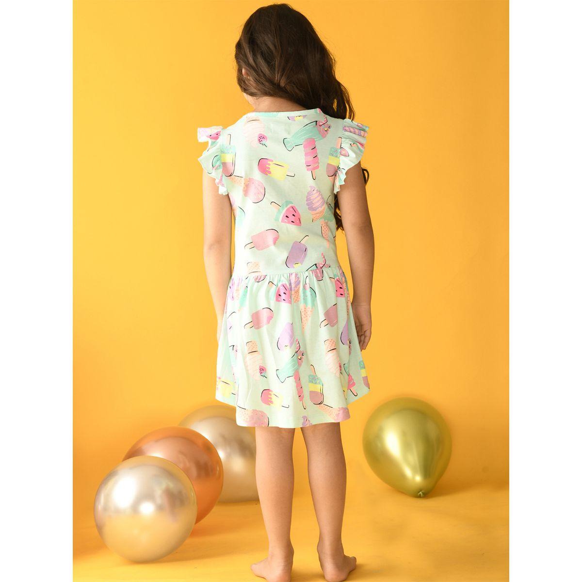 فستان كاجوال مطبع بطبعة ايس كريم أنثريلو × ستايلي-girls-clothing-dressesandjumpsuits-image-3