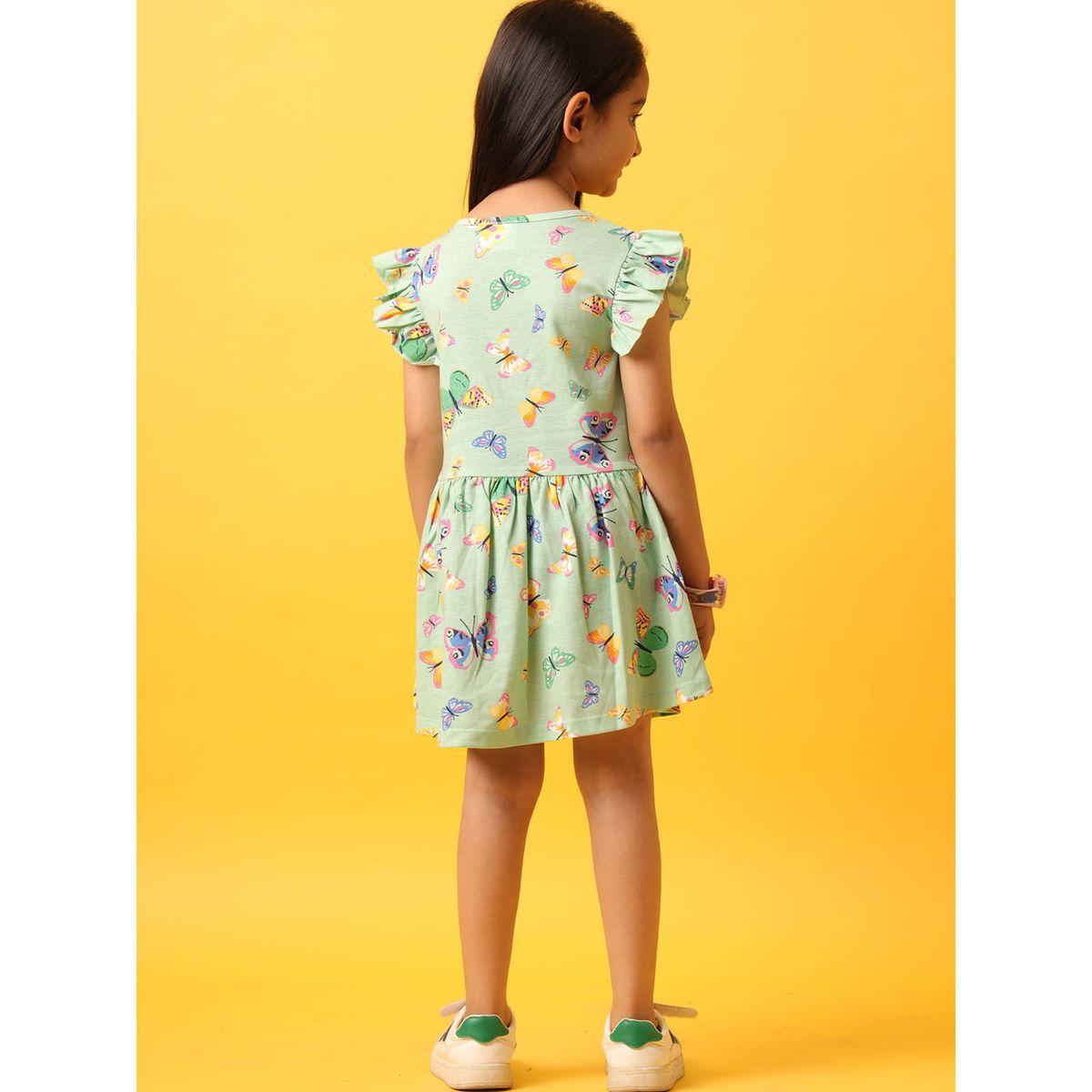 Anthrilo X Styli  Butterfly Print Ruffled Casual Dress-girls-clothing-dressesandjumpsuits-image-3