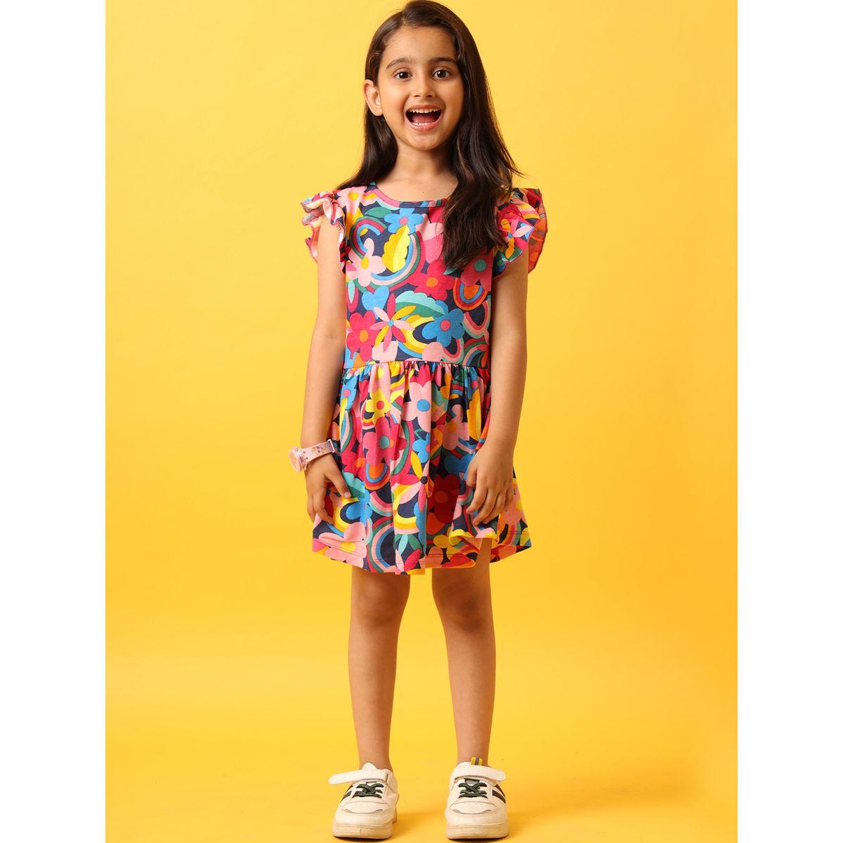 Anthrilo X Styli  Floral Ruffle Sleeve A-Line Dress-girls-clothing-dressesandjumpsuits-image-1
