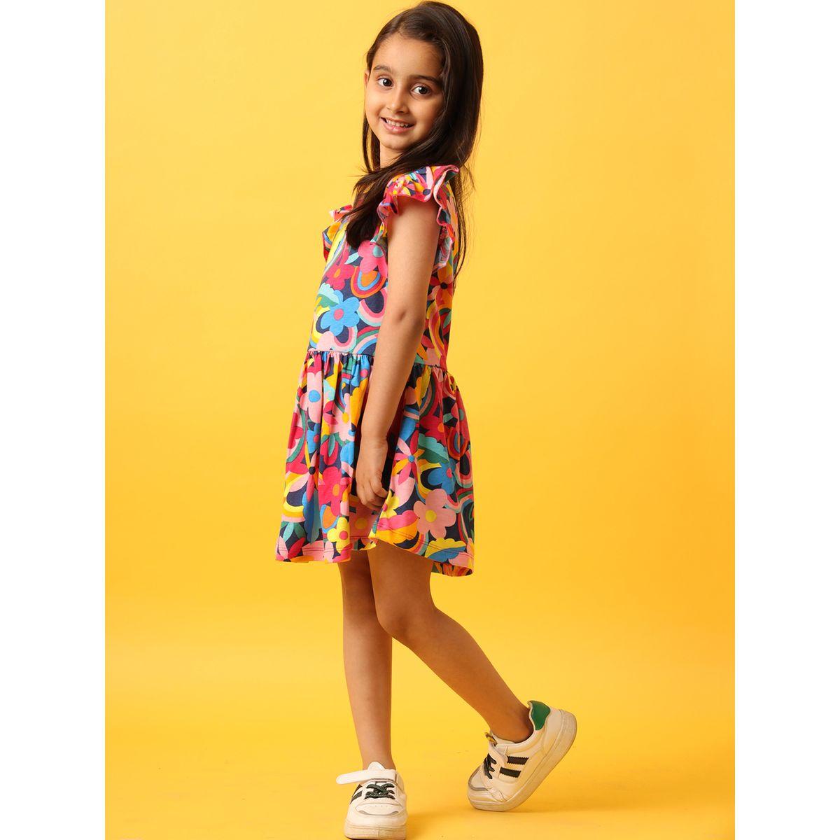 Anthrilo X Styli  Floral Ruffle Sleeve A-Line Dress-girls-clothing-dressesandjumpsuits-image-2