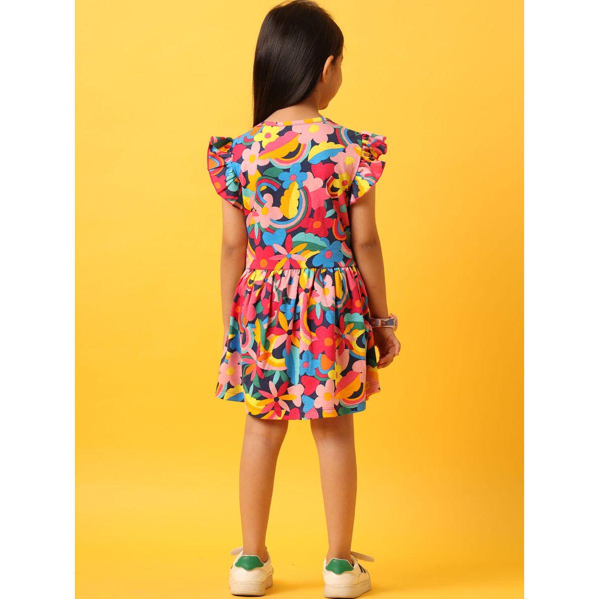 Anthrilo X Styli  Floral Ruffle Sleeve A-Line Dress-girls-clothing-dressesandjumpsuits-image-4