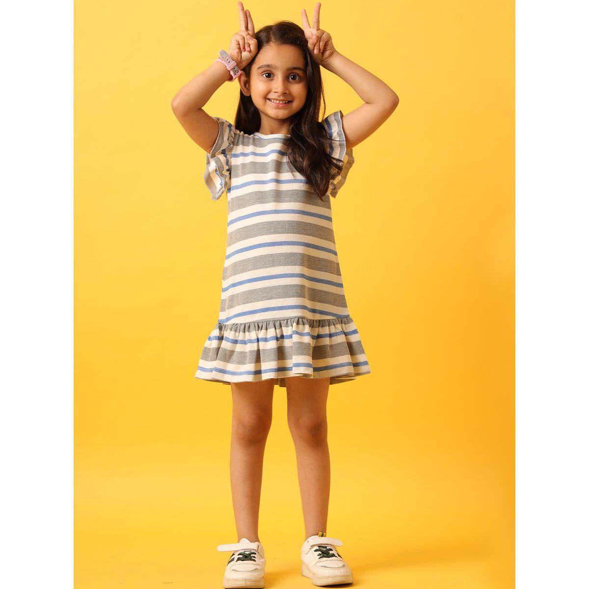 فستان مخطط بأكمام كشكش أنثريلو × ستايلي-girls-clothing-dressesandjumpsuits-image-1