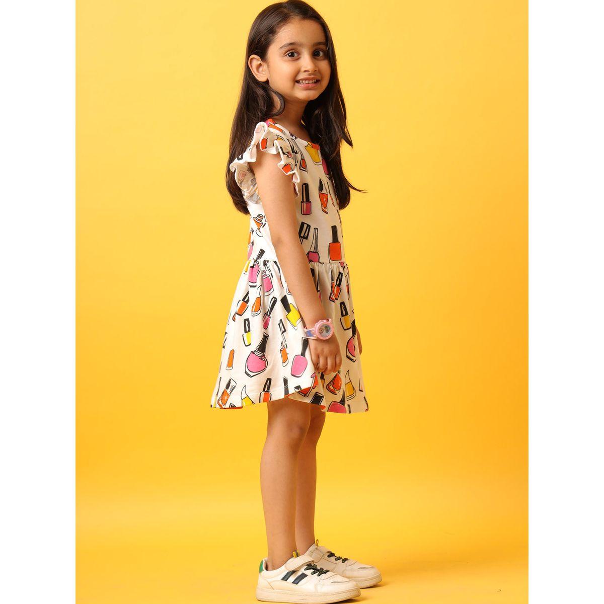 Anthrilo X Styli  Nail Paint Print Ruffle Sleeve Dress-girls-clothing-dressesandjumpsuits-image-2