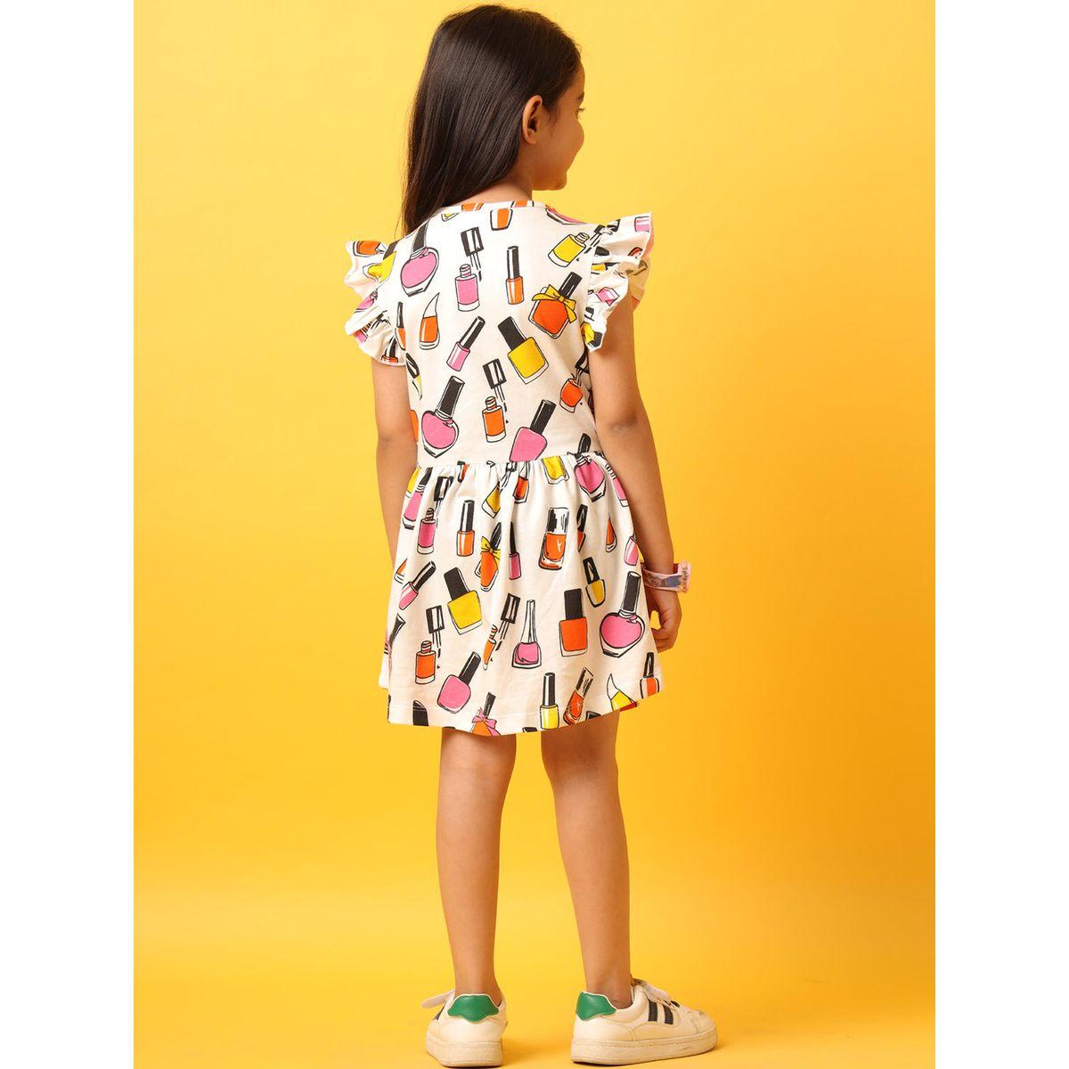 Anthrilo X Styli  Nail Paint Print Ruffle Sleeve Dress-girls-clothing-dressesandjumpsuits-image-3