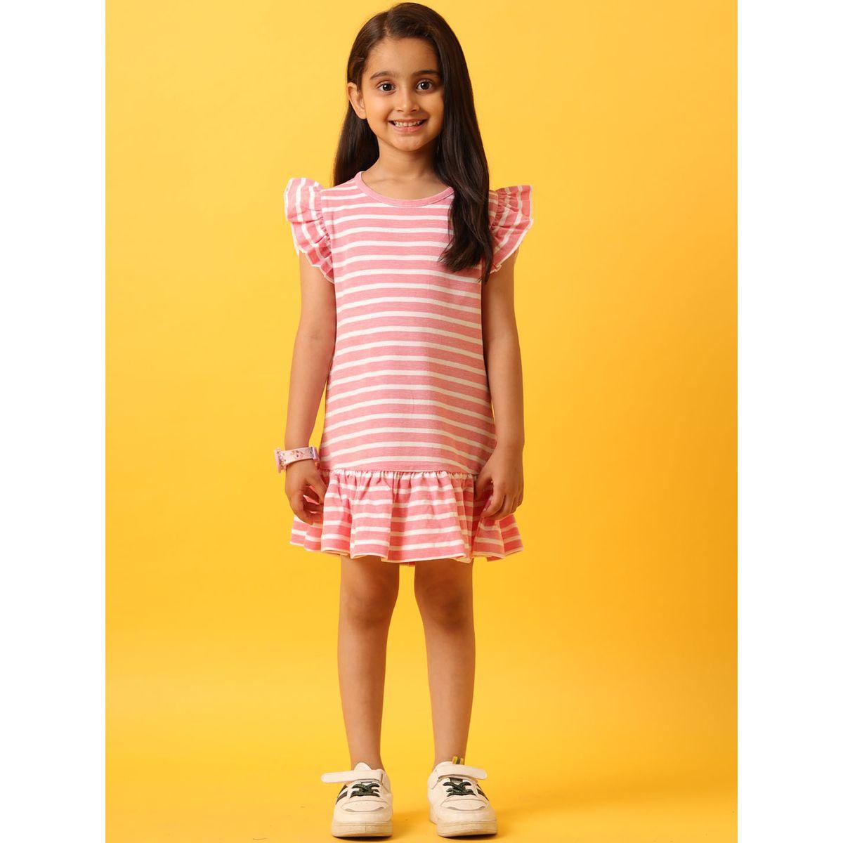 Anthrilo X Styli  Striped Ruffle Sleeve Dress-girls-clothing-dressesandjumpsuits-image-1