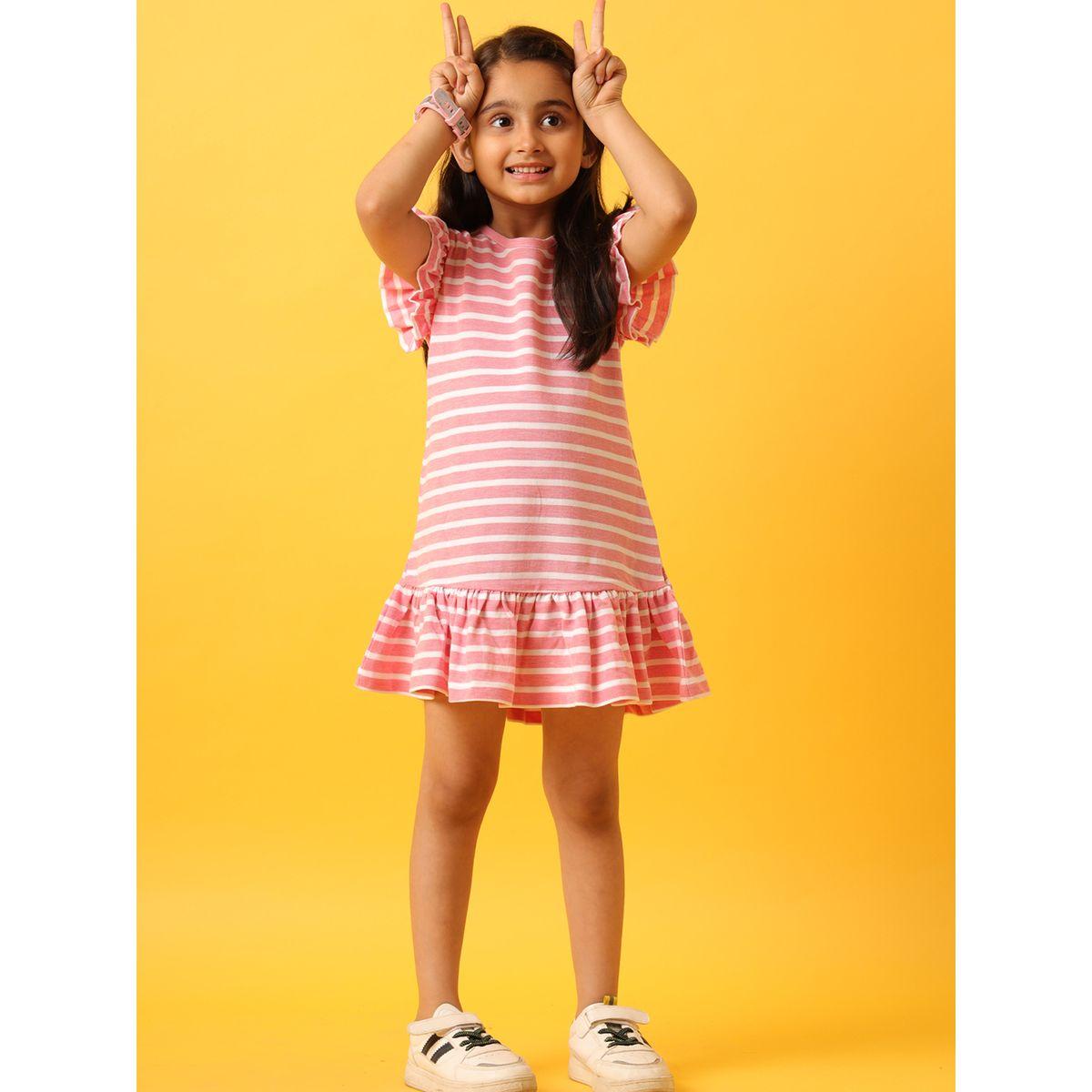 Anthrilo X Styli  Striped Ruffle Sleeve Dress-girls-clothing-dressesandjumpsuits-image-2