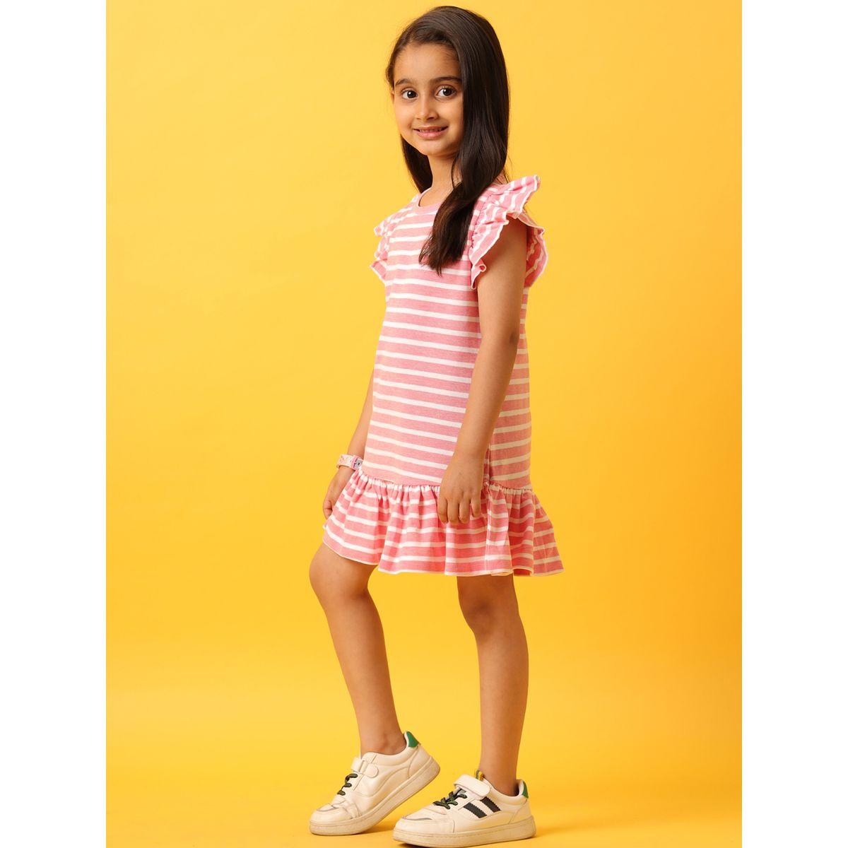 Anthrilo X Styli  Striped Ruffle Sleeve Dress-girls-clothing-dressesandjumpsuits-image-4