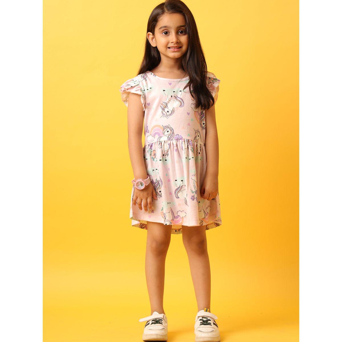 Anthrilo X Styli  Unicorn Print Ruffled Sleeve Dress-girls-clothing-dressesandjumpsuits-image-1