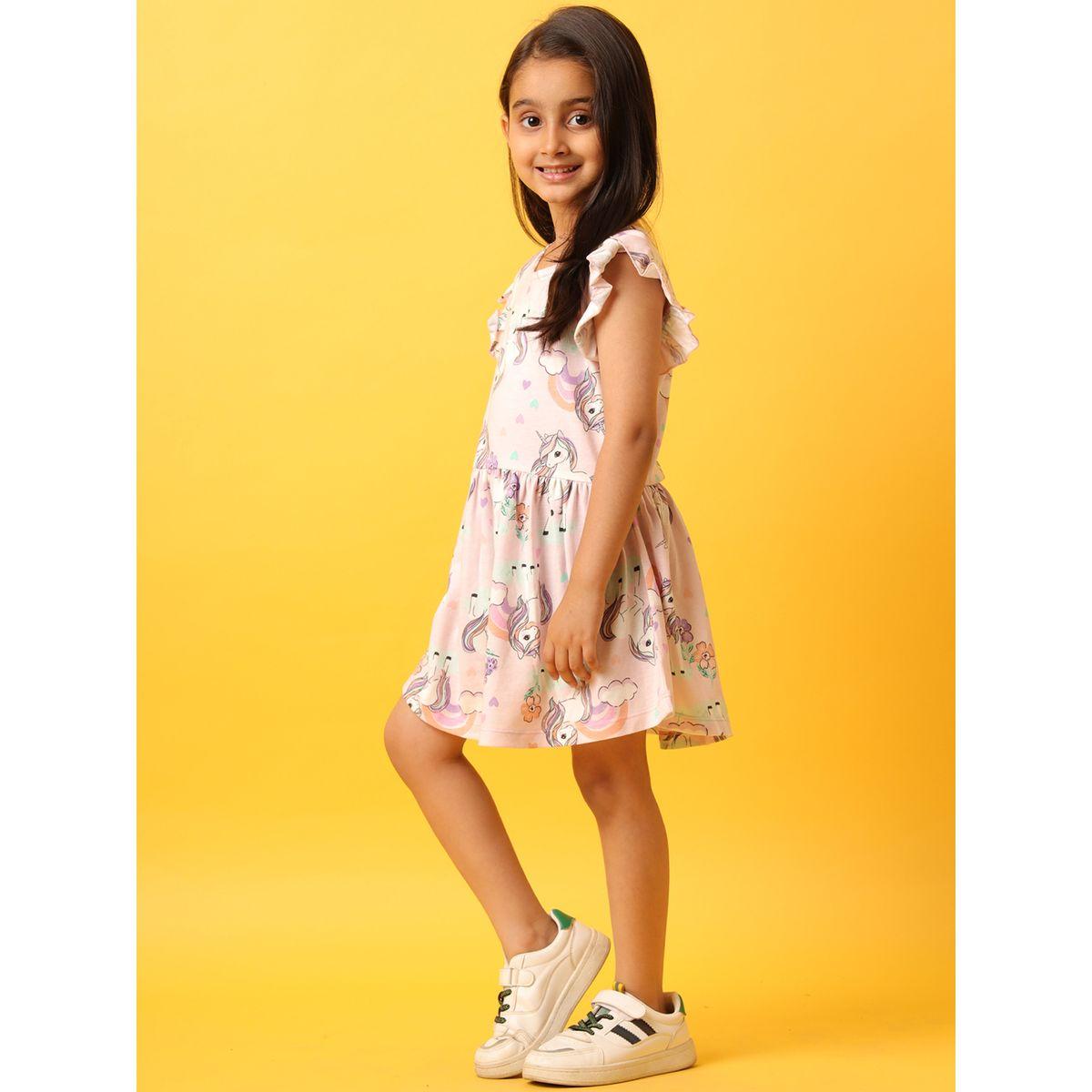 Anthrilo X Styli  Unicorn Print Ruffled Sleeve Dress-girls-clothing-dressesandjumpsuits-image-2