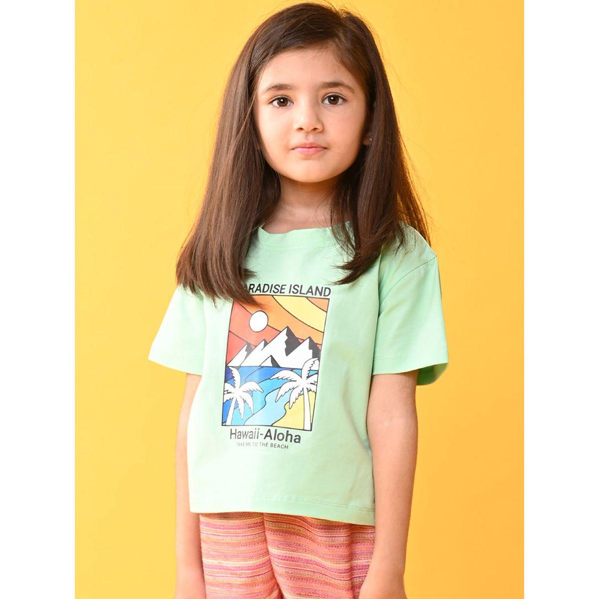 Anthrilo X Styli  Paradise Hawaii Graphic Print T-Shirt-girls-clothing-tshirts-image-1