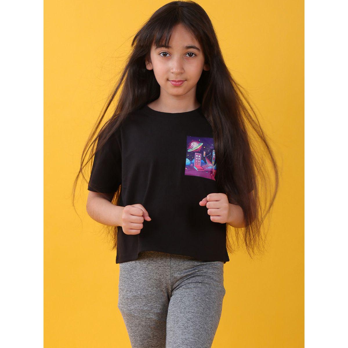 تيشيرت مطبع بطبعة جرافيك أنثريلو × ستايلي-girls-clothing-tshirts-image-1