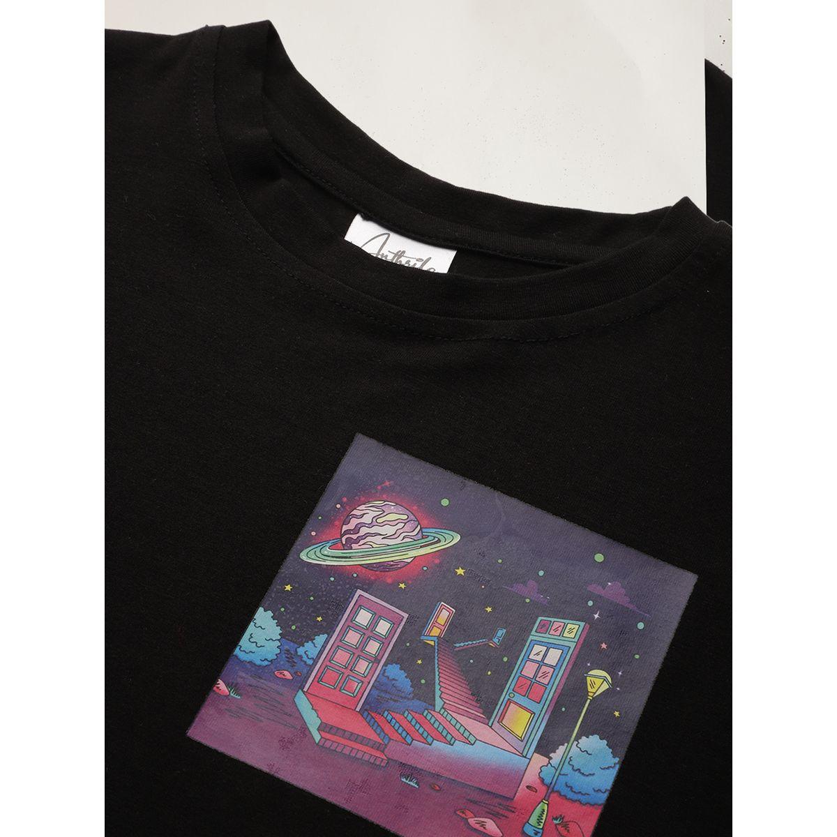 تيشيرت مطبع بطبعة جرافيك أنثريلو × ستايلي-girls-clothing-tshirts-image-5