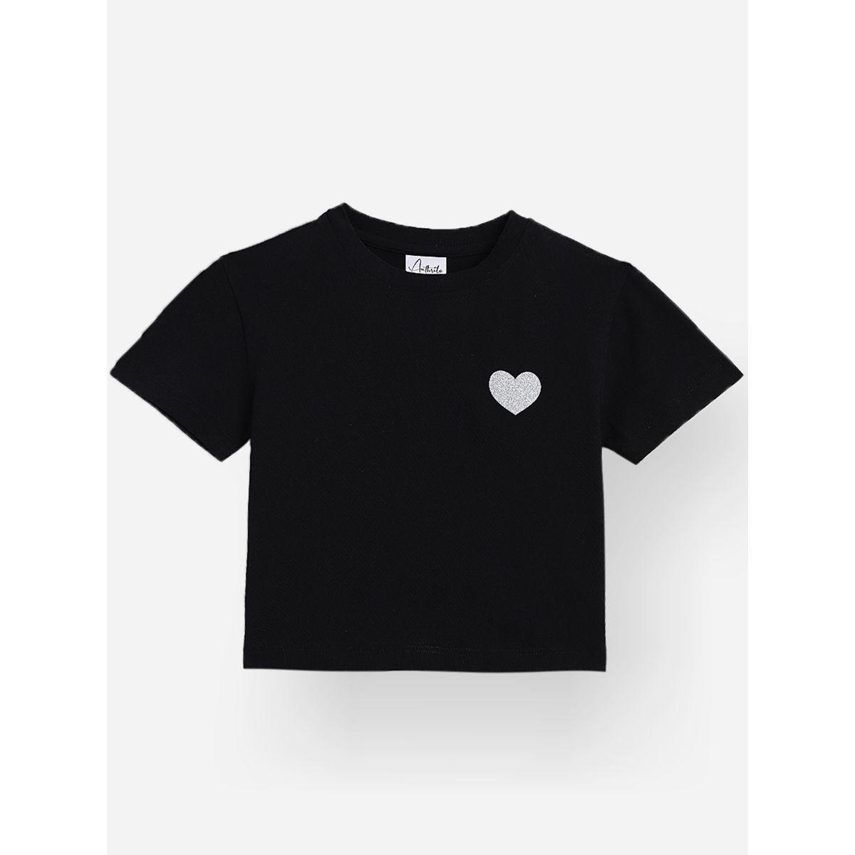 Anthrilo X Styli  Heart Print Round Neck T-Shirt-girls-clothing-tshirts-image-2