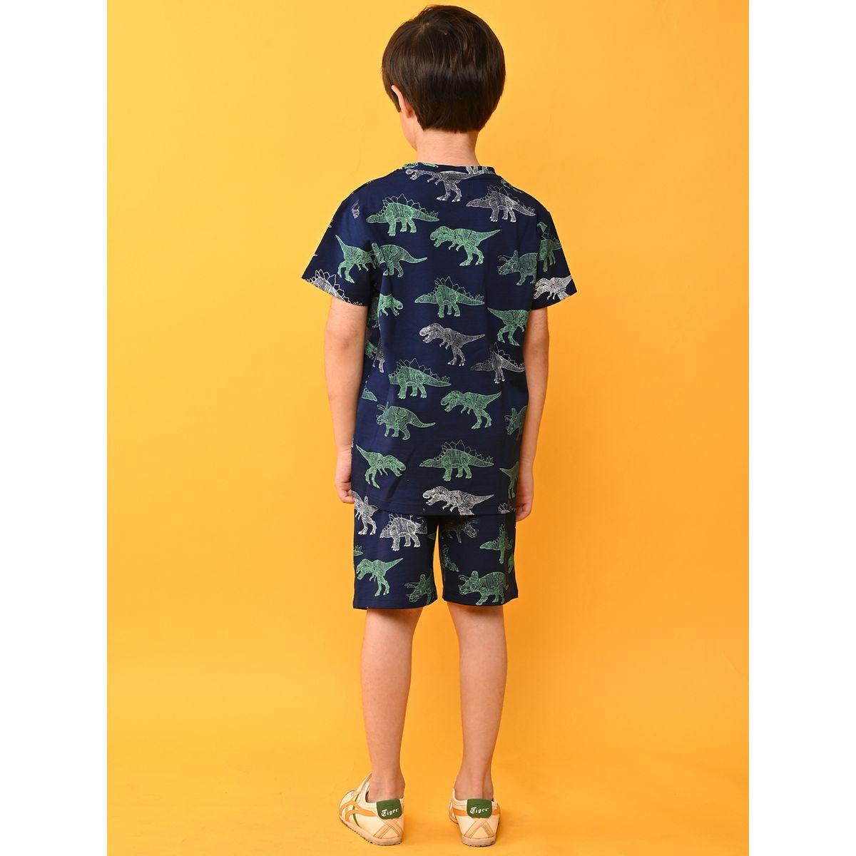 Anthrilo X Styli  Dinosaur Print T-Shirt & Shorts Set-boys-clothing-nightwear-image-3