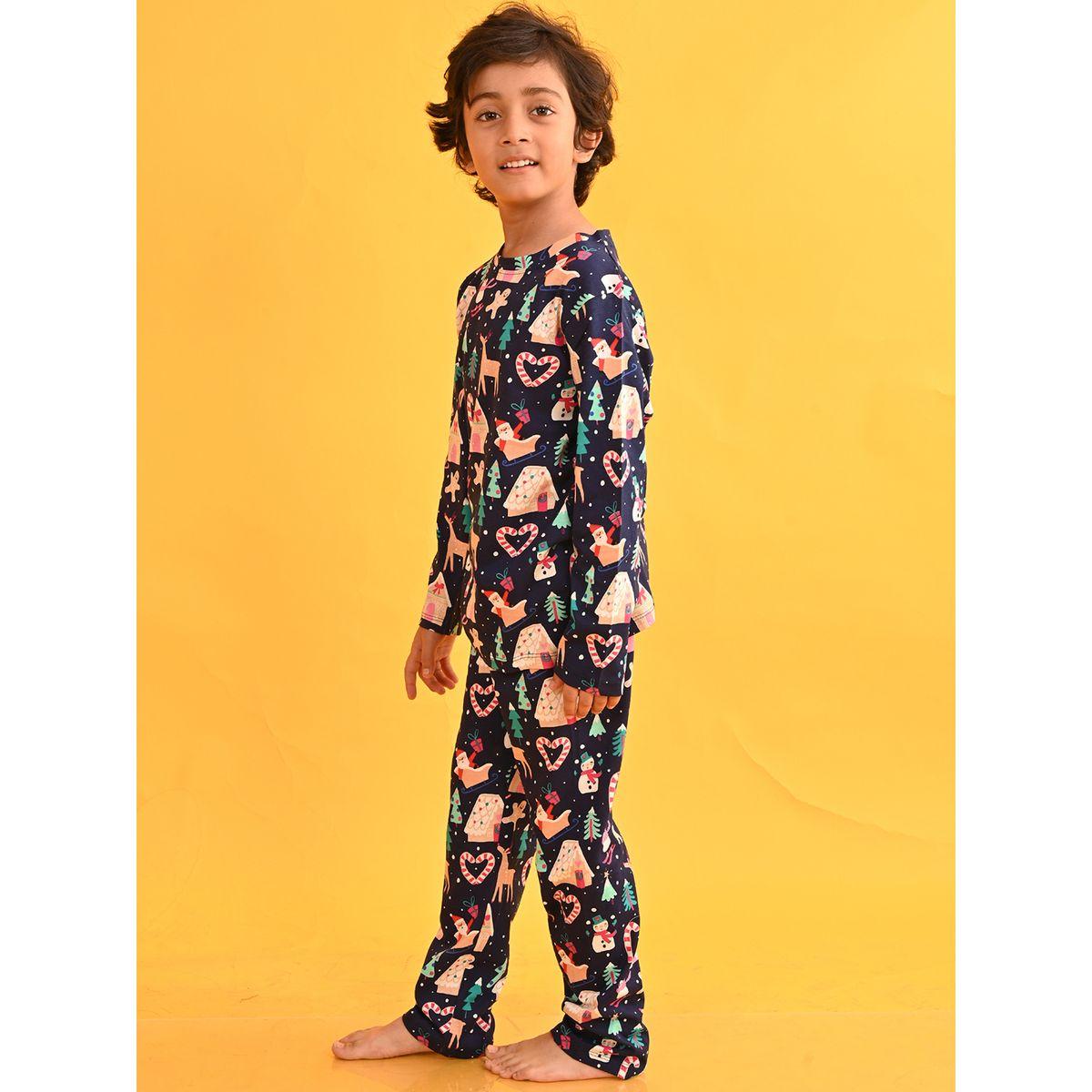 Anthrilo X Styli  Christmas Theme Print Top & Pyjama Set-boys-clothing-nightwear-image-2