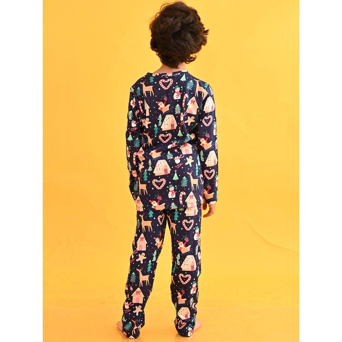 Anthrilo X Styli  Christmas Theme Print Top & Pyjama Set-boys-clothing-nightwear-image-3