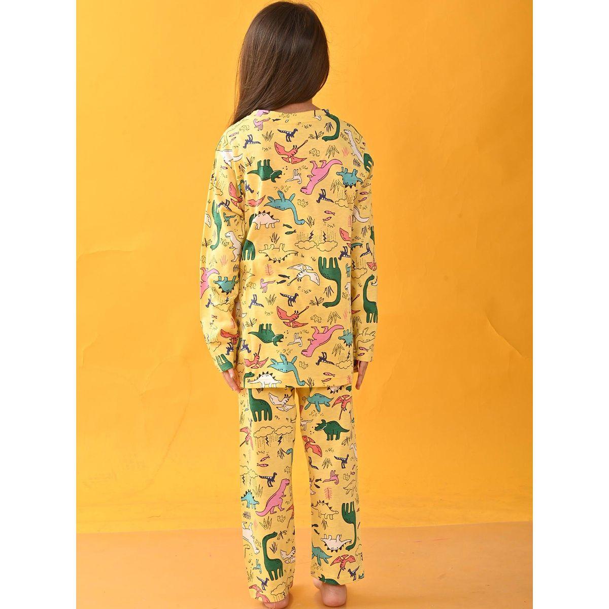 طقم من بنطال بيجاما مع تيشيرت بطبعة ديناصور أنثريلو × ستايلي-girls-clothing-nightwear-image-3
