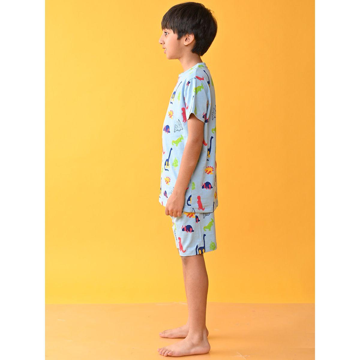 Anthrilo X Styli  Dinosaur Print T-Shirt & Shorts Set-boys-clothing-nightwear-image-3