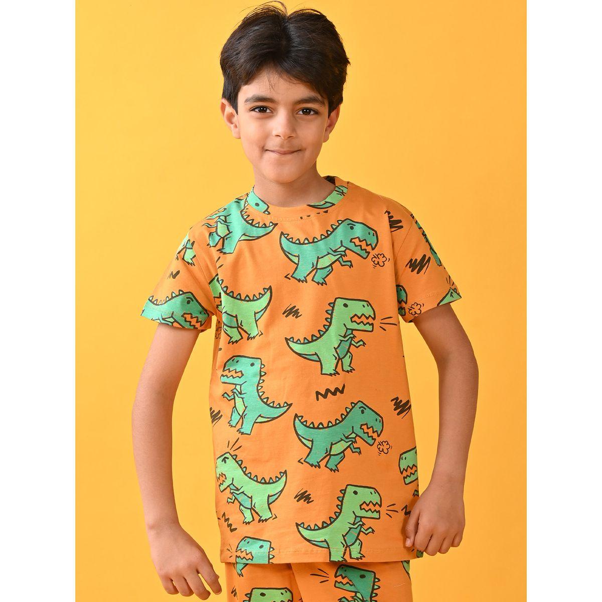 Anthrilo X Styli  Dinosaur Print T-Shirt & Pyjama Set-boys-clothing-nightwear-image-3