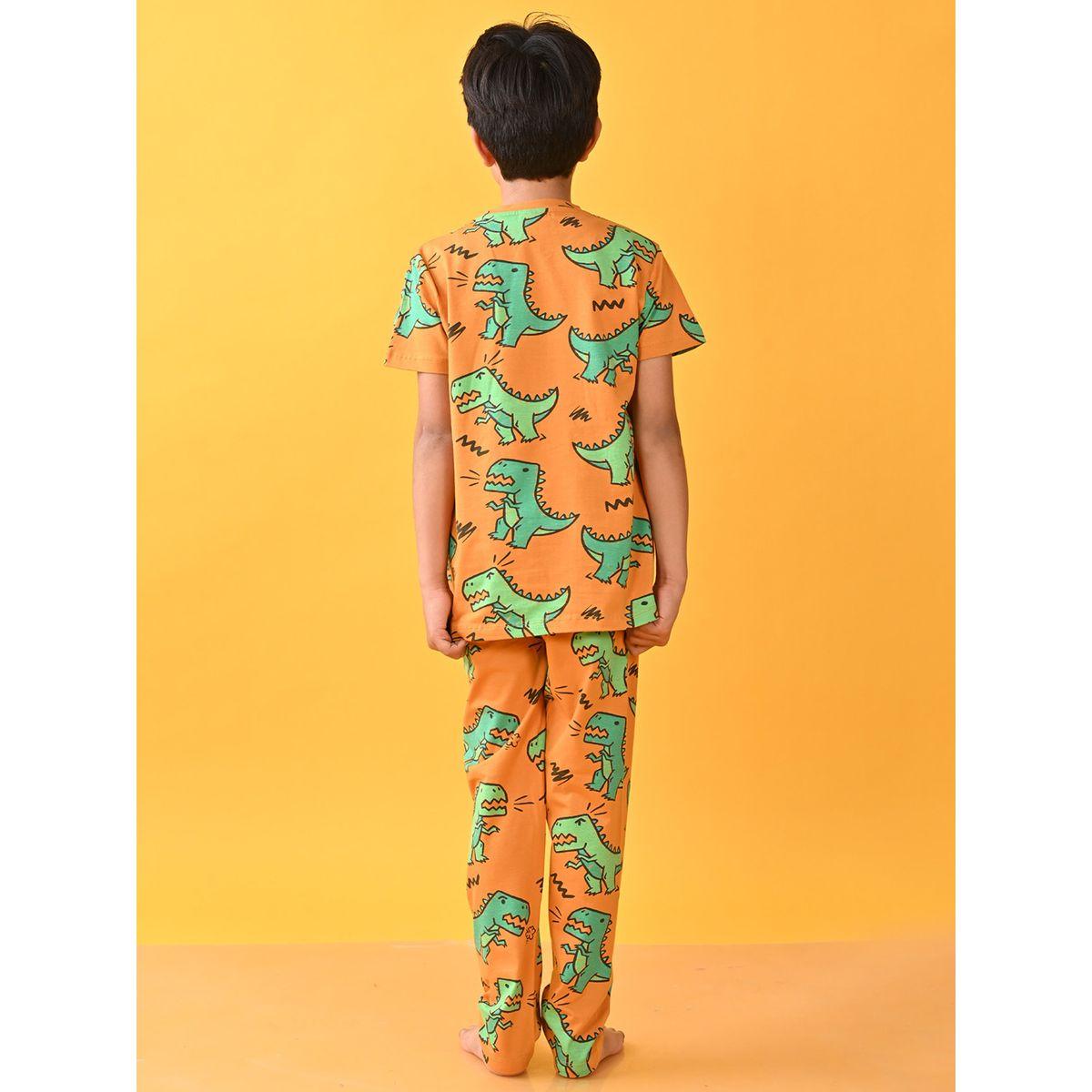 Anthrilo X Styli  Dinosaur Print T-Shirt & Pyjama Set-boys-clothing-nightwear-image-4
