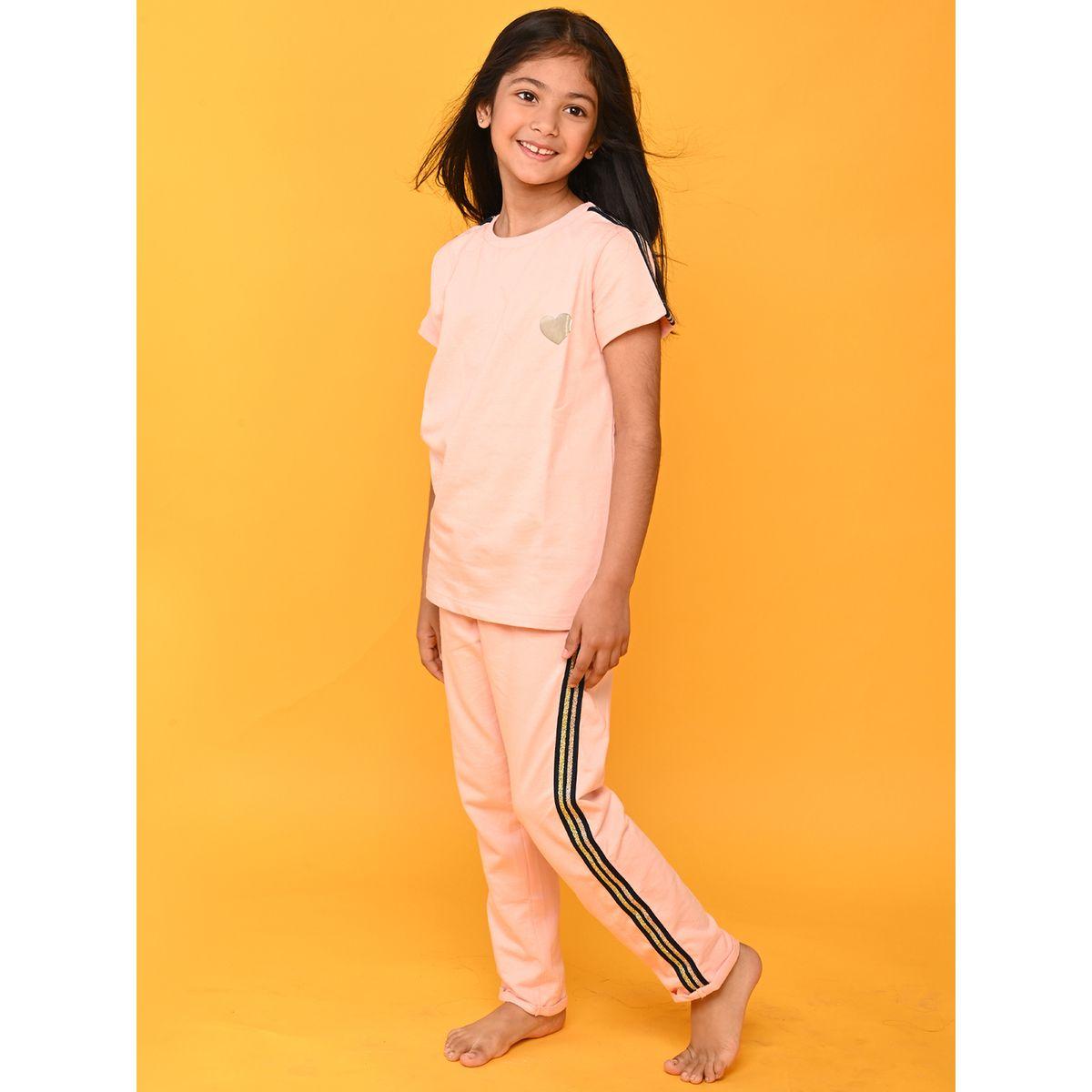 طقم من بنطال بيجاما مع تيشيرت بأشرطة جانبية أنثريلو × ستايلي-girls-clothing-nightwear-image-3