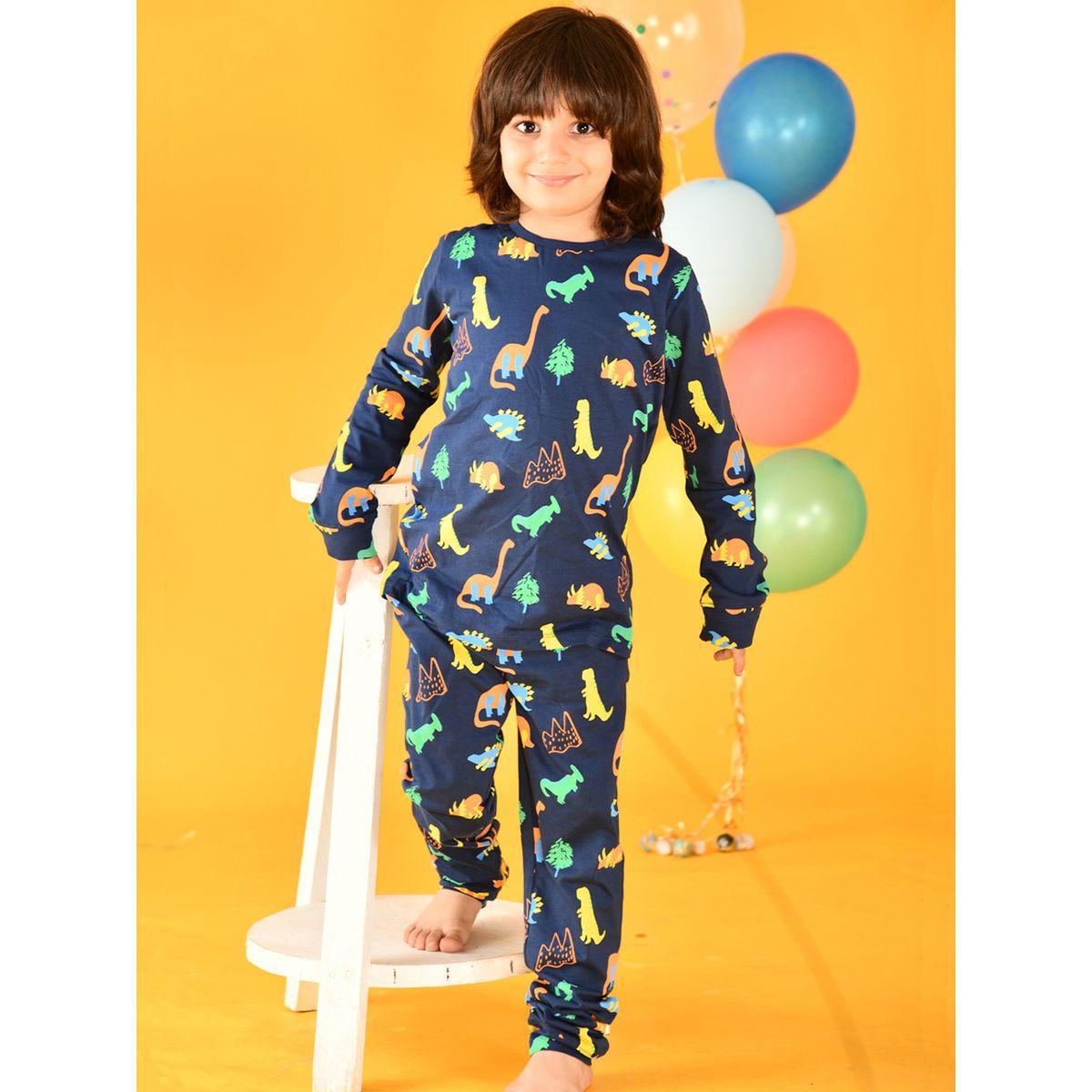 Anthrilo X Styli  Dinosaur Fun Graphic T-Shirt & Pyjama Set-boys-clothing-nightwear-image-1