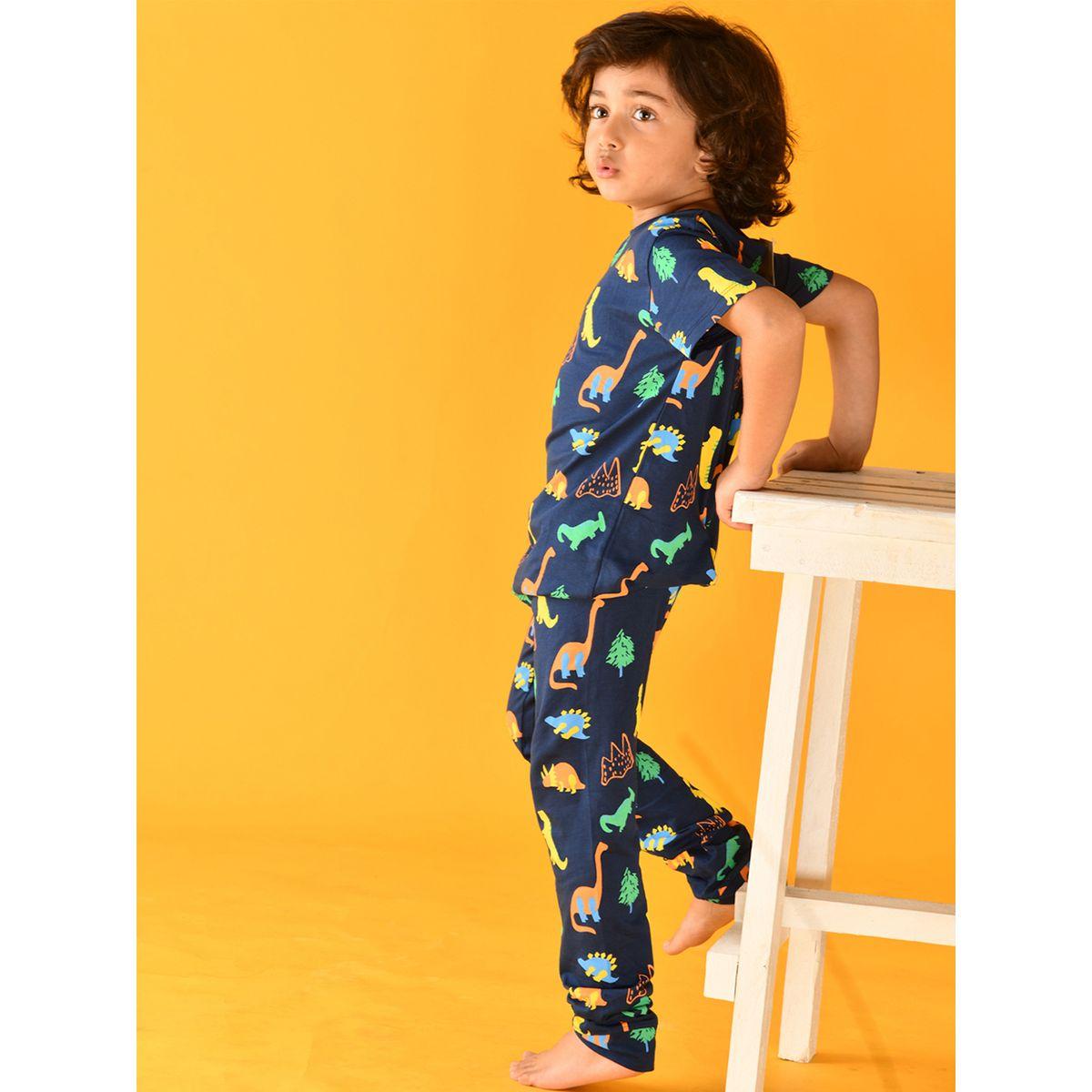 طقم من بنطال بيجاما مع تيشيرت بطبعة ديناصور أنثريلو × ستايلي-boys-clothing-nightwear-image-4