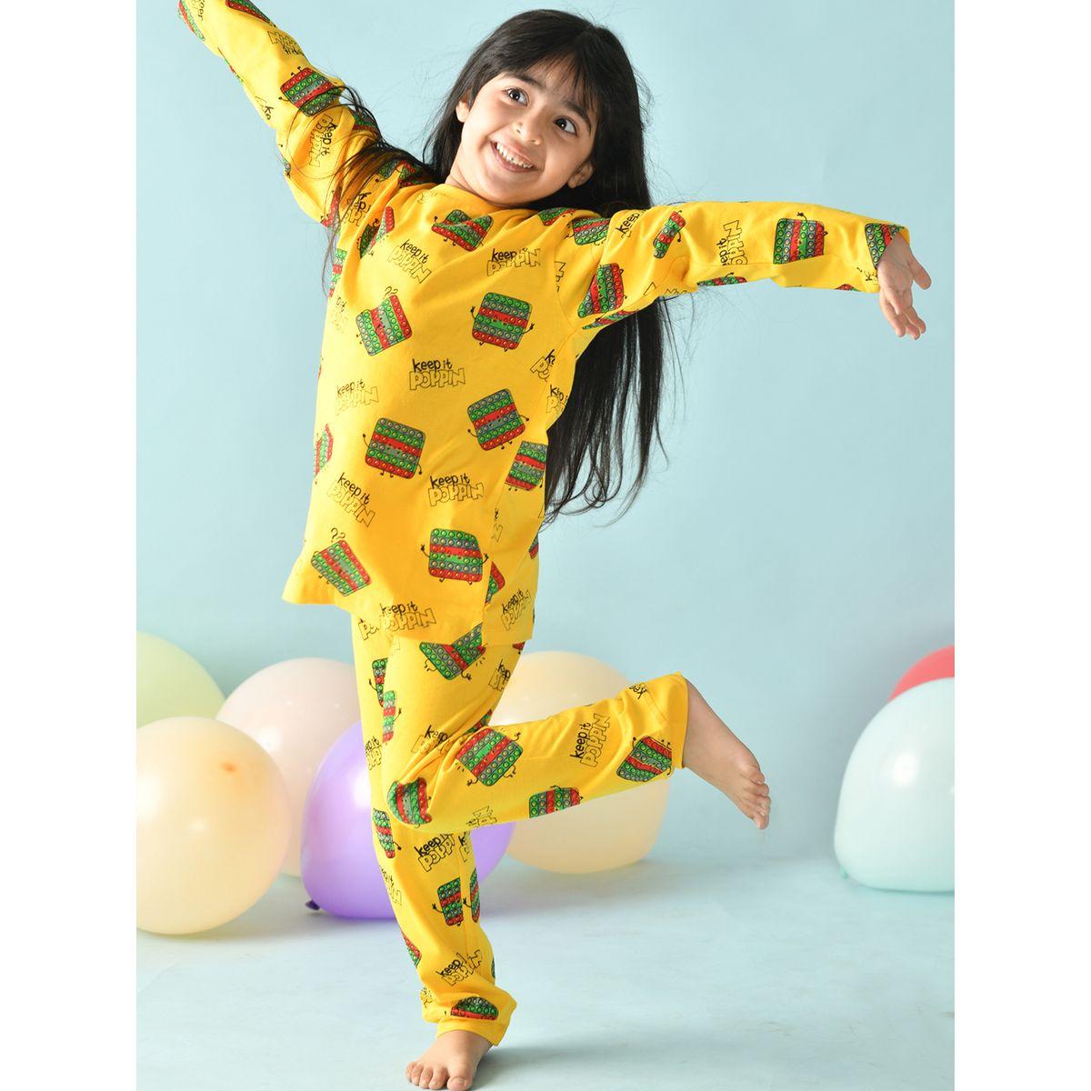 Anthrilo X Styli  Pop It Graphic Print Top & Pyjama Set-girls-clothing-nightwear-image-2