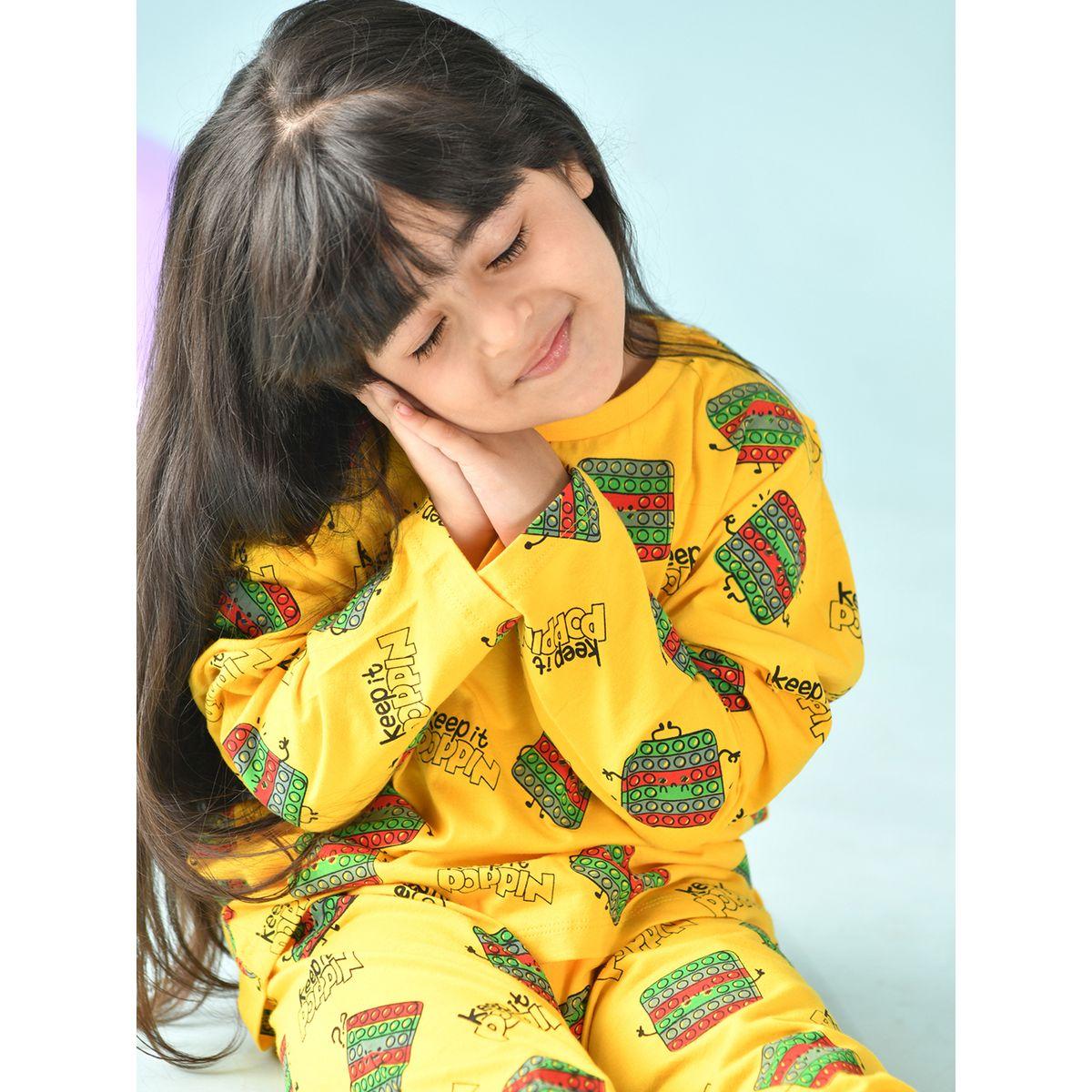 Anthrilo X Styli  Pop It Graphic Print Top & Pyjama Set-girls-clothing-nightwear-image-3