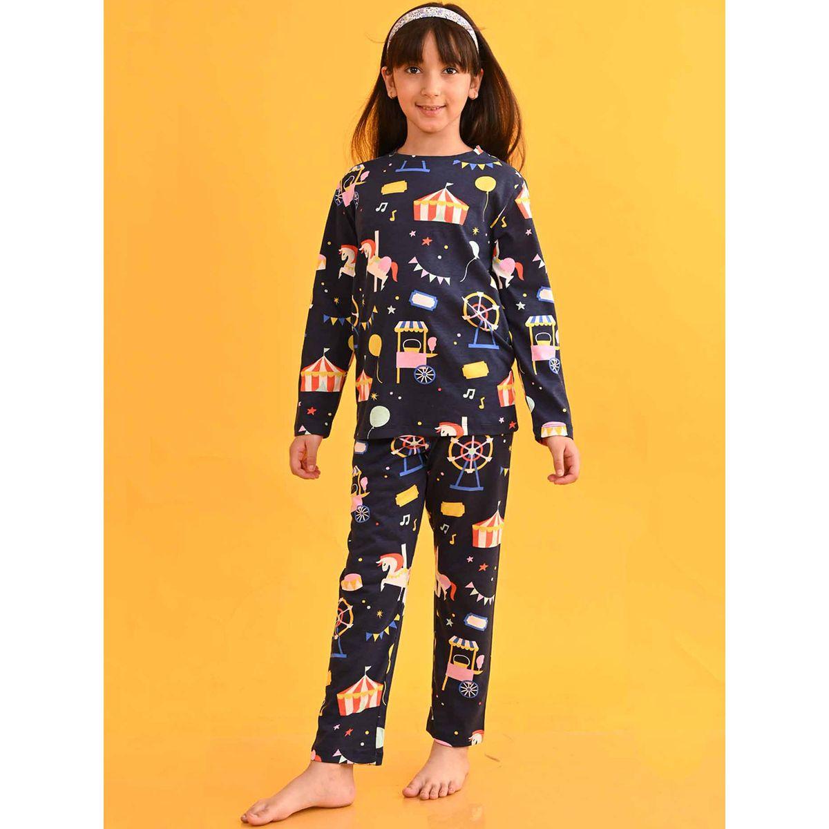 طقم من بنطال بيجاما مع بلوزة بطبعة جرافيك أنثريلو × ستايلي-girls-clothing-nightwear-image-1