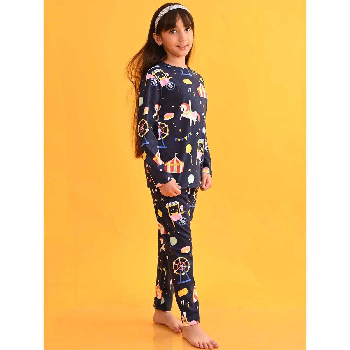 طقم من بنطال بيجاما مع بلوزة بطبعة جرافيك أنثريلو × ستايلي-girls-clothing-nightwear-image-2