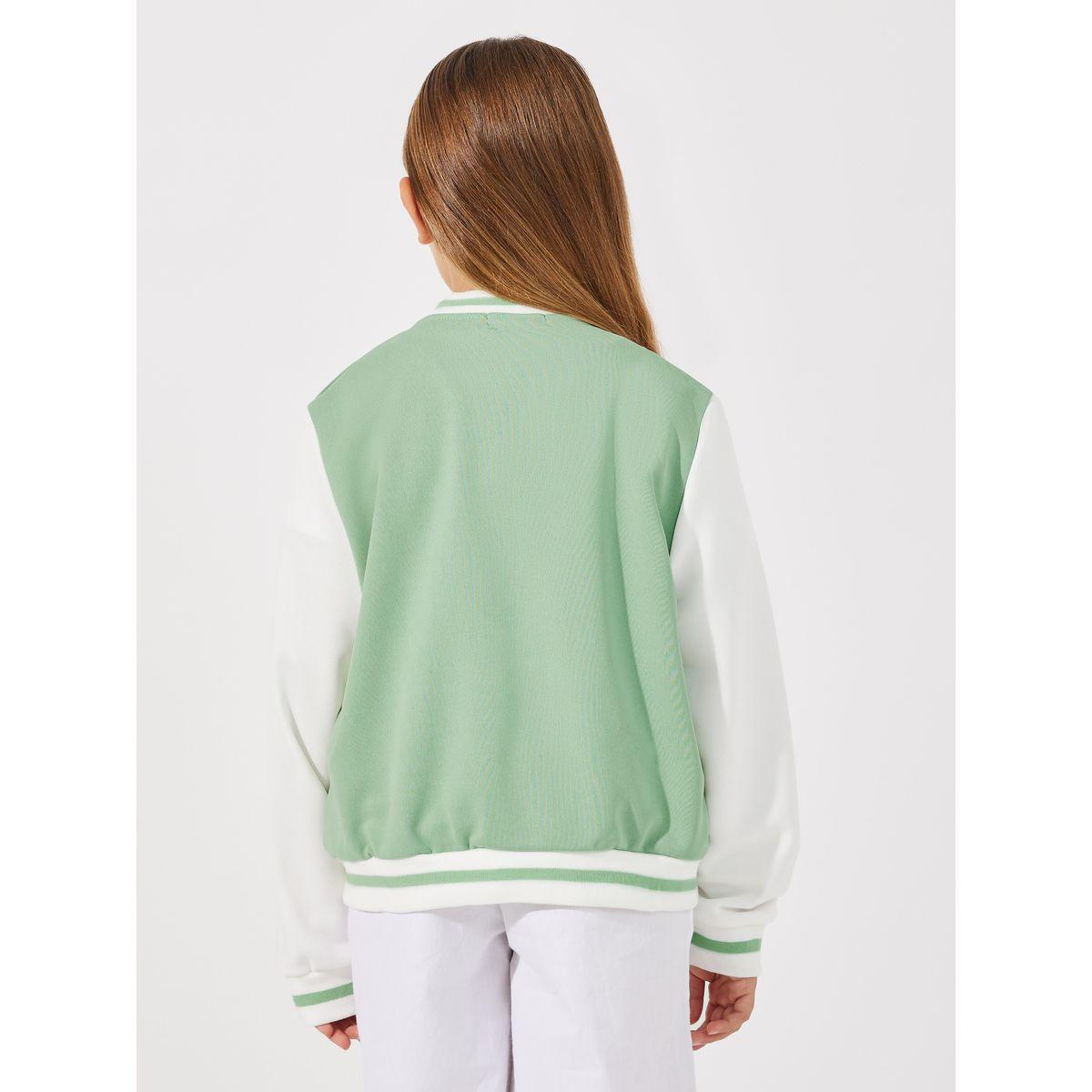 Styli Letter Patch Contrast Sleeve Varsity Jacket-girls-clothing-jacketsandcoats-image-5