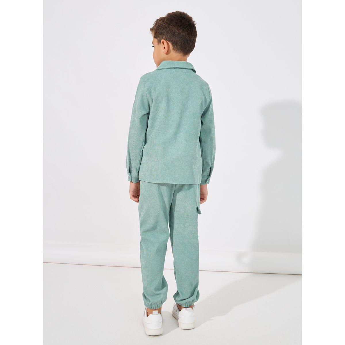 Styli Flap Pockets Corduroy Shirt & Cargo Pants Set-boys-clothing-setsandcoords-image-5