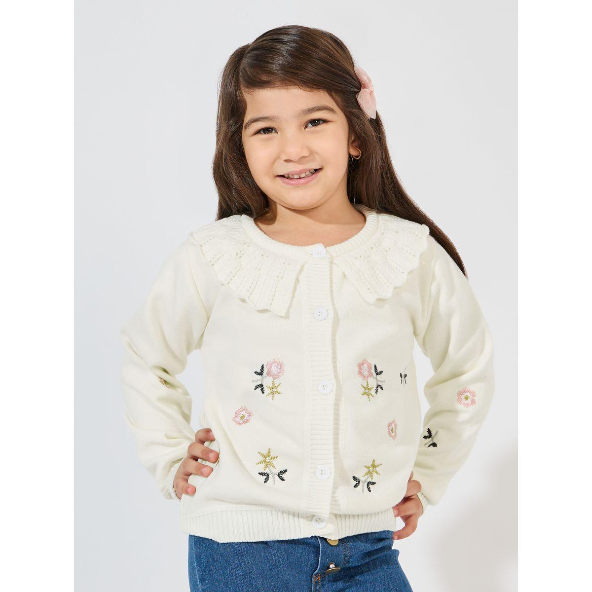 Styli Floral Embroidery Ruffled Bib Cardigan-girls-clothing-jumpersandcardigans-image-1