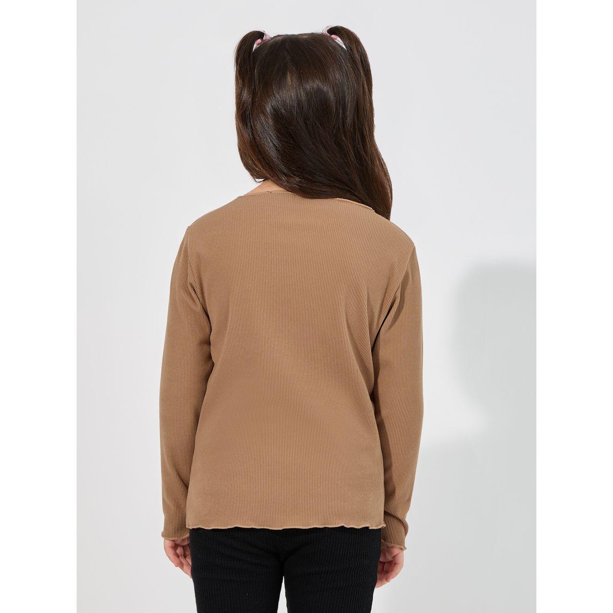 Styli Rabbit Embroidery Mock Neck Rib T-Shirt-girls-clothing-tshirts-image-4