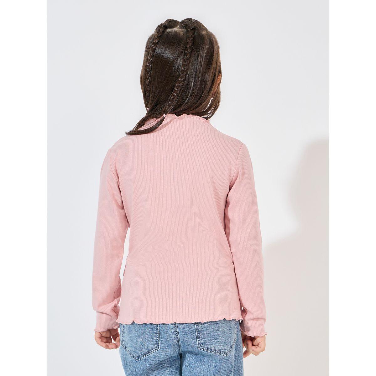 Styli Ribbed Knit Rabbit Embroidered Ruffle Trim Mock Neck T-Shirt-girls-clothing-tshirts-image-4