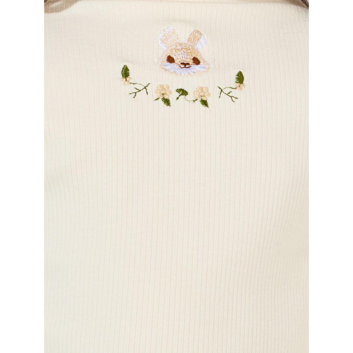 Styli Embroidery Ruffle Trim Mock Neck Rib T-Shirt-girls-clothing-tshirts-image-3