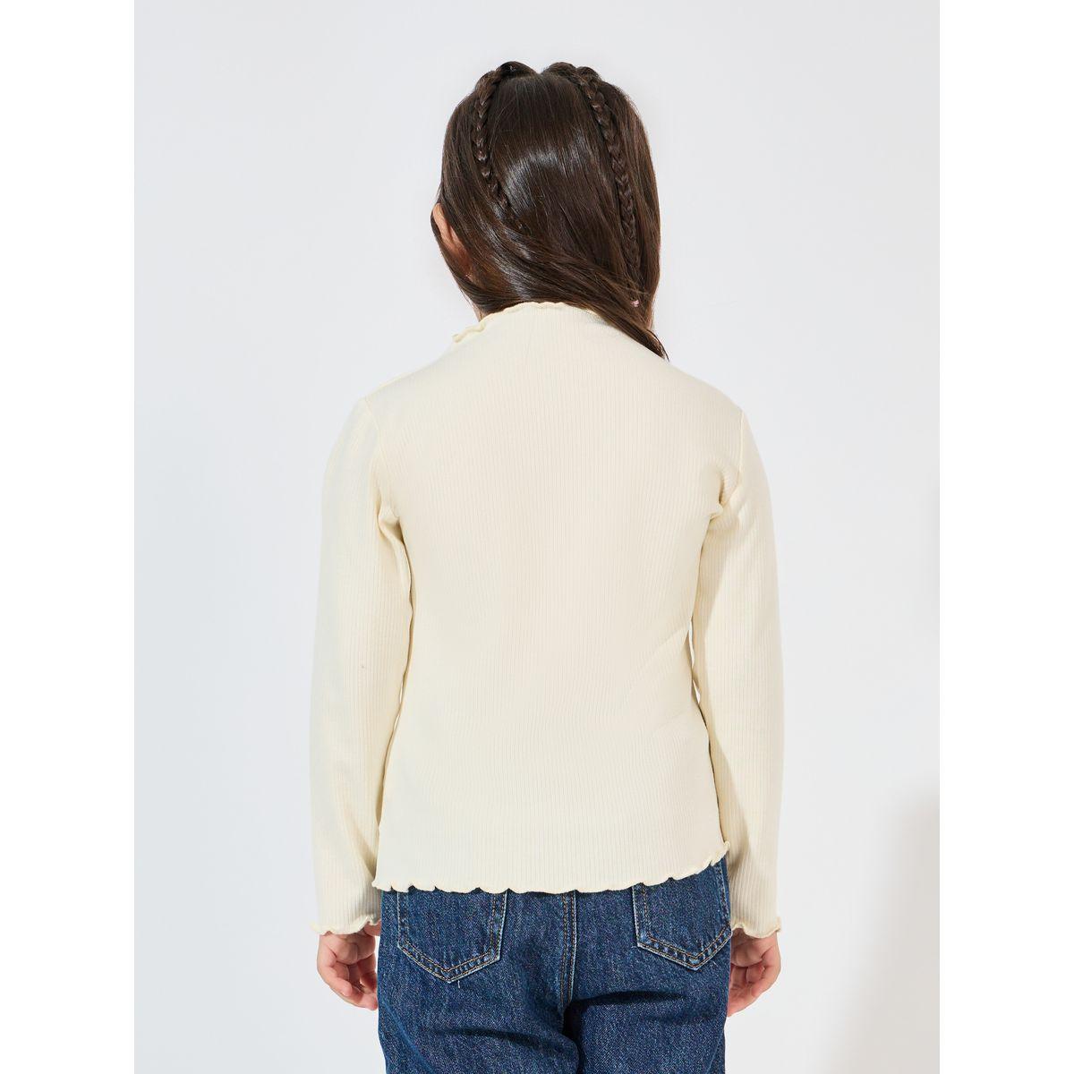Styli Embroidery Ruffle Trim Mock Neck Rib T-Shirt-girls-clothing-tshirts-image-4