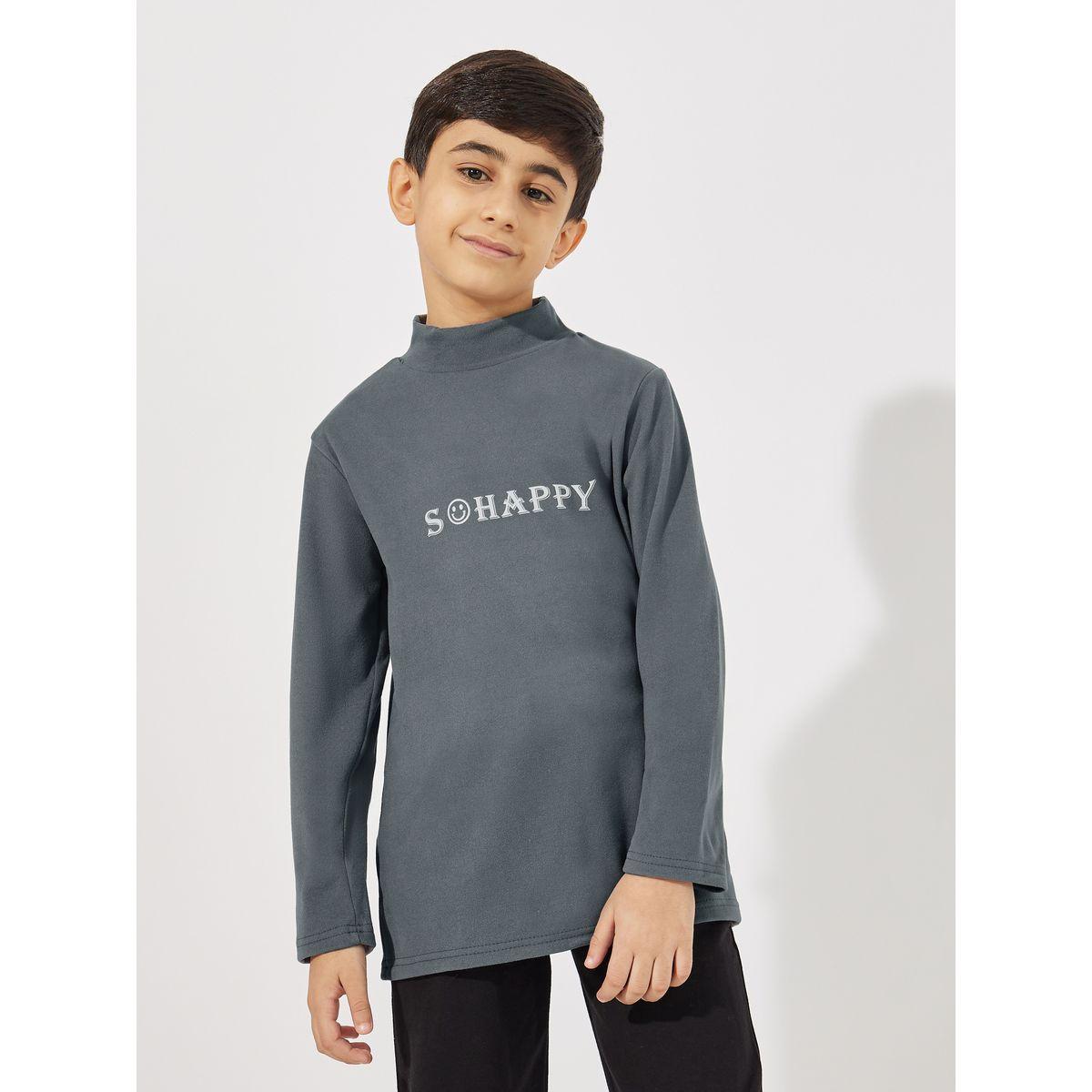 Styli Slogan Print Mock Neck T-Shirt-boys-clothing-tshirtsandpolos-image-1