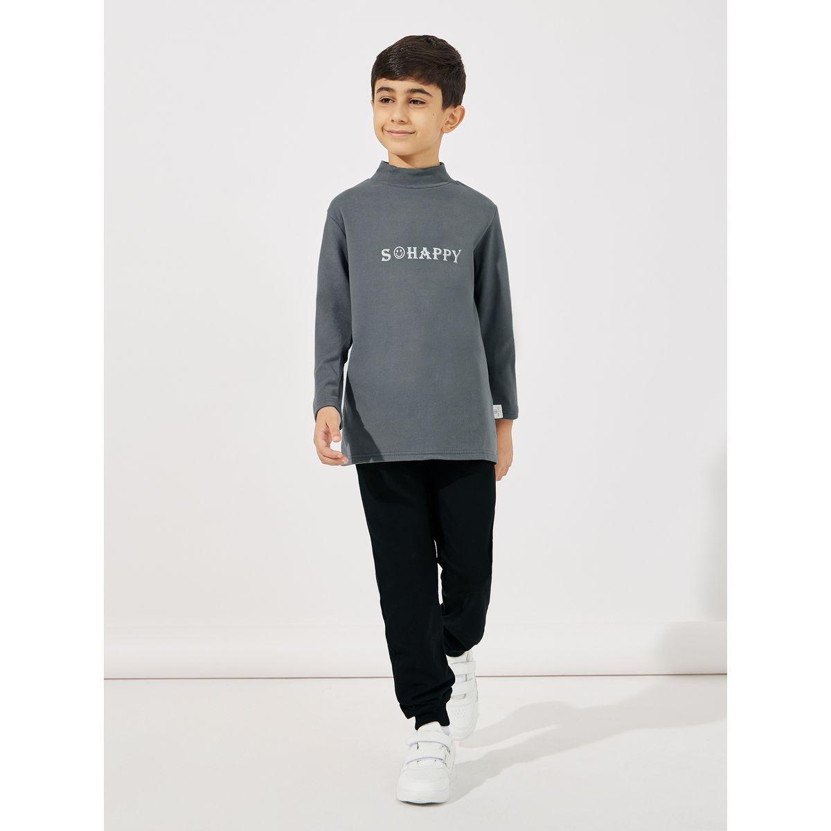 Styli Slogan Print Mock Neck T-Shirt-boys-clothing-tshirtsandpolos-image-2