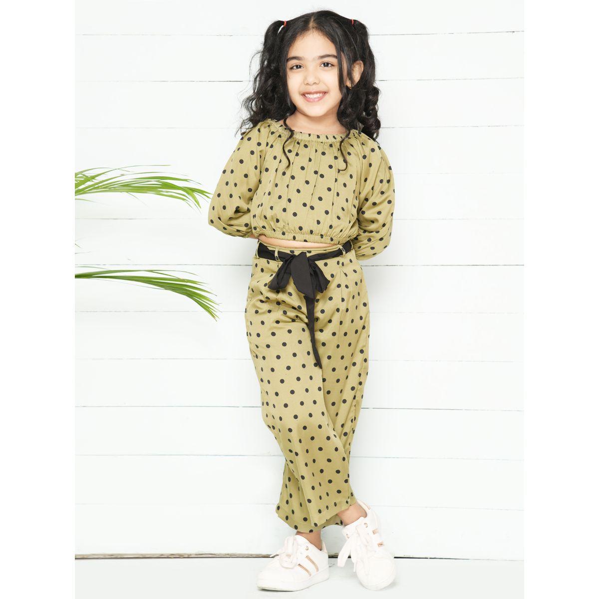 LilPicks X Styli  Polka Dot Print Crop Top & Belted Pants Set-girls-clothing-setsandcoords-image-1