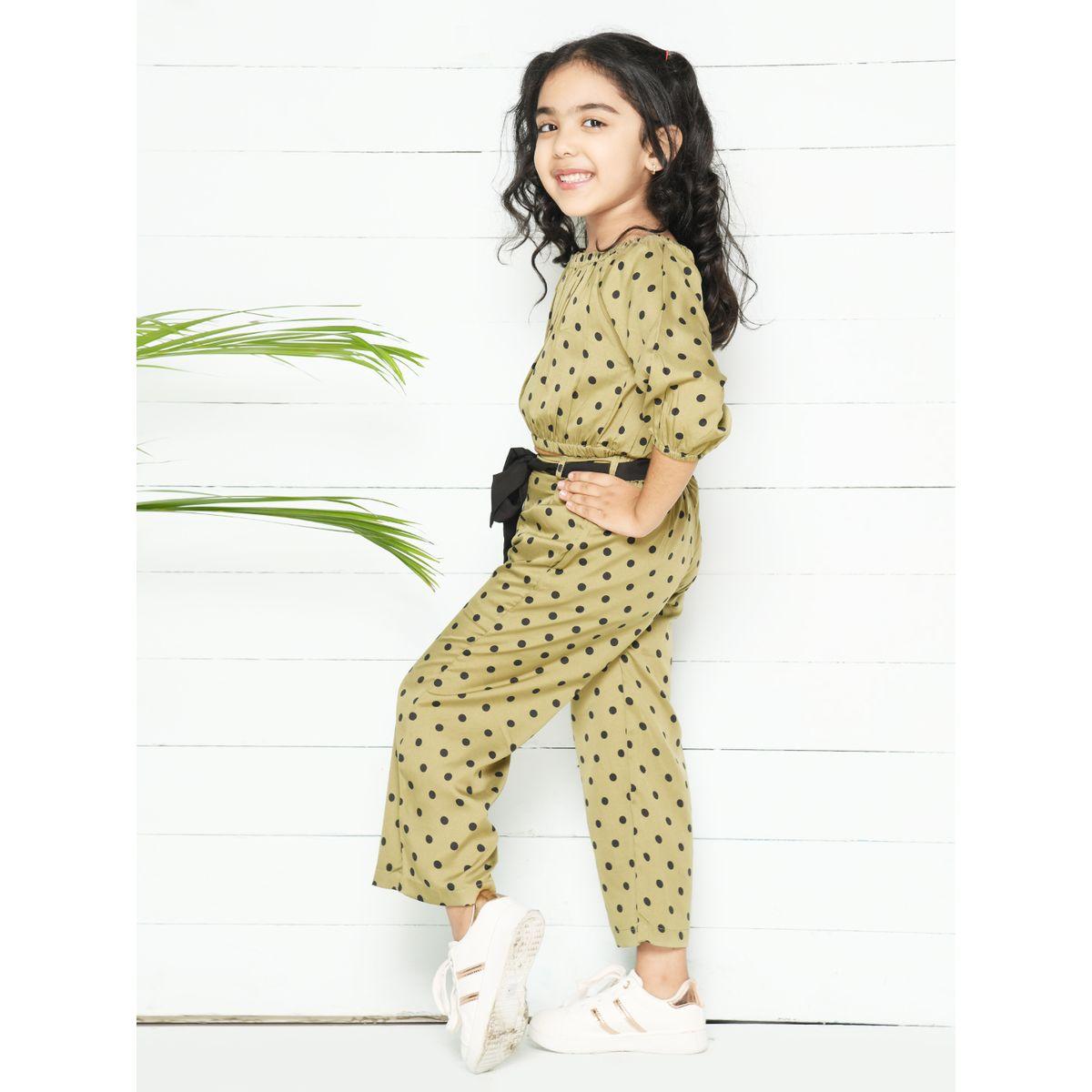 LilPicks X Styli  Polka Dot Print Crop Top & Belted Pants Set-girls-clothing-setsandcoords-image-2