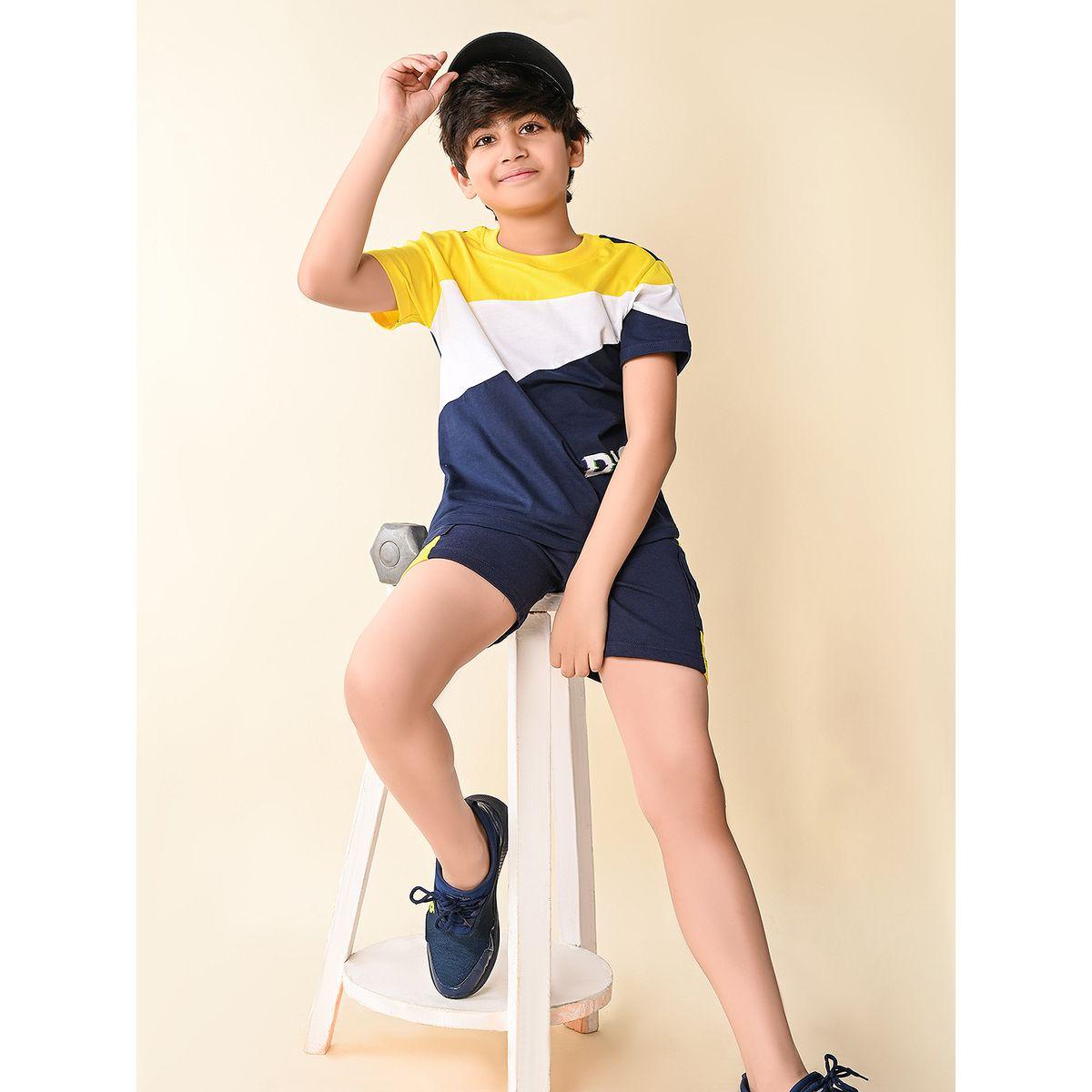 LilPicks X Styli  Color Block T-Shirt & Shorts Set-boys-clothing-setsandcoords-image-1