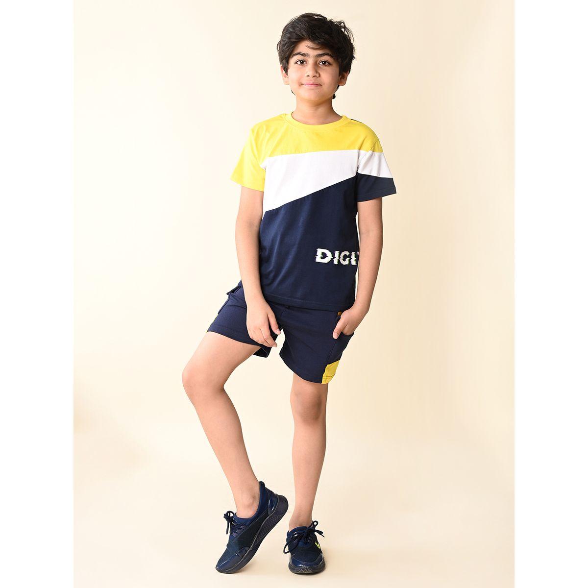 LilPicks X Styli  Color Block T-Shirt & Shorts Set-boys-clothing-setsandcoords-image-2