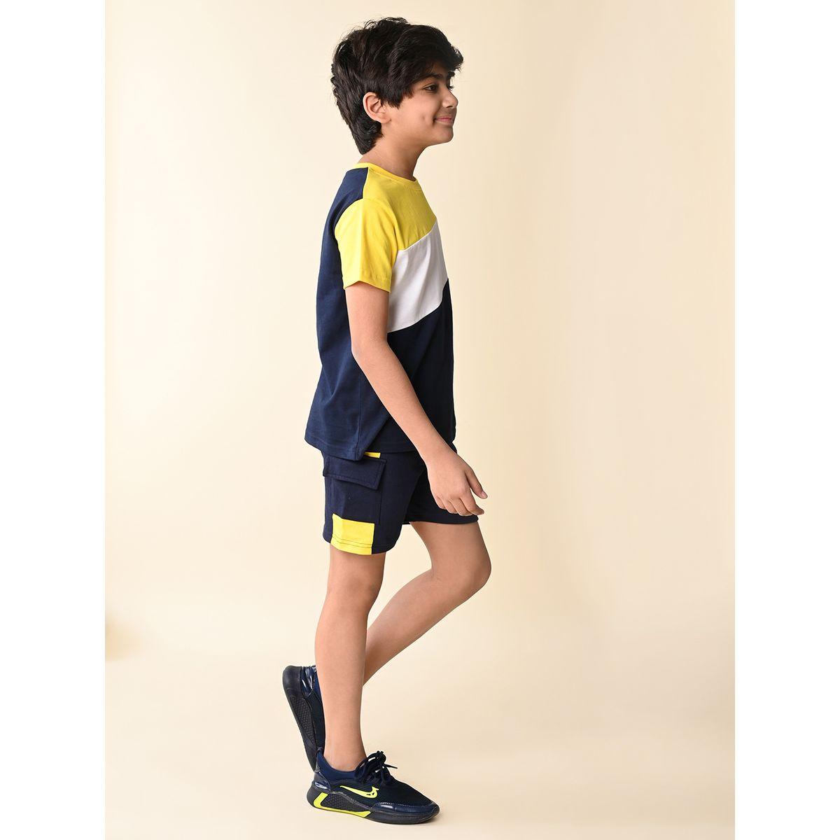 LilPicks X Styli  Color Block T-Shirt & Shorts Set-boys-clothing-setsandcoords-image-4