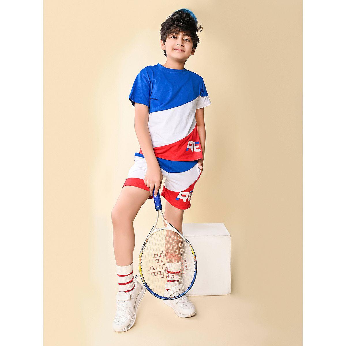 LilPicks X Styli  Color Block Printed T-Shirt & Shorts Set-boys-clothing-setsandcoords-image-1
